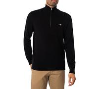GANT Media Cremallera de algodón clásico, Negro, L