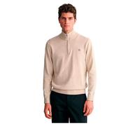 GANT Media Cremallera de algodón clásico Suéter, Beige Claro, L para Hombre