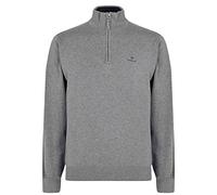GANT Media Cremallera de algodón clásico Suéter pulóver, Gris Oscuro, S para Hombre