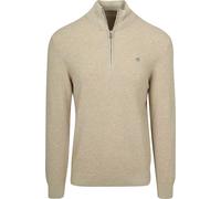 Gant Micro Textured Cotton Half Zip Pullover, Oat Melange, M Hombre