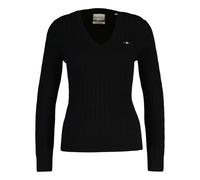 GANT Mujer Cable-Strickpullover - Stretch Algodón Cable V-Neck, Cable de Punto