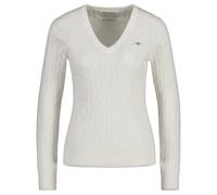 GANT Mujer Cable-Strickpullover - Stretch Algodón Cable V-Neck, Cable de Punto