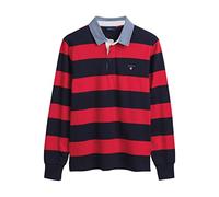 GANT Original Barstripe Heavy Rugger Camisa de Polo, Rojo Brillante, S para Hombre