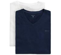 GANT V-Neck T-Shirt 2-Pack Ropa Interior, Azul Marino/Blanco, Talla única (Pack de 2) Hombres