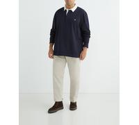 Gant Polo liso manga larga de hombre tallas grandes. Azul marino 3XL