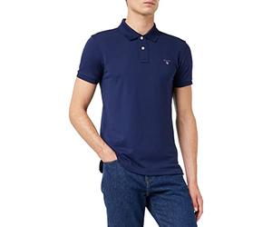 GANT Polo Original Slim Pique SS Rugger para Hombre, Azul Evening, Talla M, Azul Noche, M