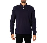 GANT Polo Reg Shield LS Pique Rugger para Hombre, Azul Noche, L
