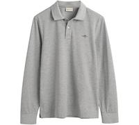 GANT Polo REG Shield LS Pique Rugger para Hombre, Gris Jaspeado, estándar, Gris, XXL