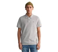 GANT Polo REG Shield SS Pique Polo para Hombre, Color Gris Jaspeado, estándar, Gris, S