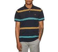 GANT Polo Rugger de manga corta de piqué de rayas estrechas azul noche, Noche Azul, L