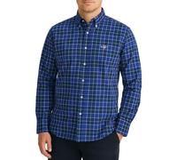 GANT Reg Classic Poplin Check Camisa, Azul, L Hombres