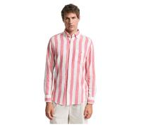 GANT Reg Cotton Linen Bold Stripe Shirt Camisa, Rojo, M Hombres