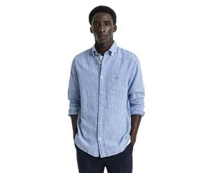 GANT Reg Cotton Linen Stripe - Camisa para Hombre, Color Azul., 3XL