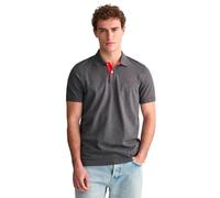 GANT Reg Pique SS Rugger Polo con Logotipo de Contraste, Antracit Melange, XL para Hombre