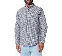 GANT REG Poplin Gingham - Camiseta clásica para Hombre, Color Negro, Negro, L