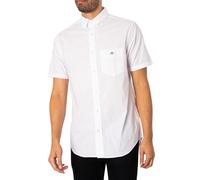 GANT REG Poplin SS Shirt, Camisa REG Popelina SS Hombre, White,