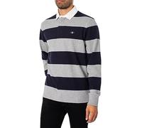 GANT Reg Shield Barstripe Heavy Rugger Camisa, Grey Melange, XL para Hombre