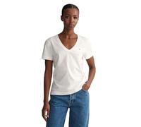 GANT Reg Shield SS V-Neck Camiseta, White, XS para Mujer