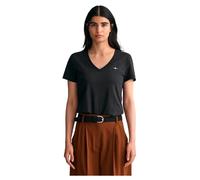 GANT Reg Shield SS V-Neck T-Shirt Camiseta, Negro, M para Mujer