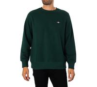 GANT Reg Shield - Sudadera con Cuello en C para Hombre, Tartán Green, XL