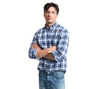 GANT Reg Texture Check Shirt Camisa de Vestir, Azul Marino, L Hombres