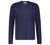 GANT Reg Tonal Shield LS T-Shirt Camiseta, Evening Blue, M para Hombre