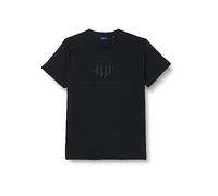 GANT Reg Tonal Shield SS T-Shirt Camiseta, Black, M para Hombre