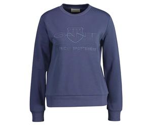 GANT Reg Tonal Shield - Sudadera con Cuello en C para Mujer, Azul Marino, M