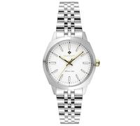 GANT Reloj de Mujer Lauderdale G198001 de Acero Inoxidable Plateado, Esfera Blanca, Movimiento de Cuarzo japonés, Cristal Mineral, 32 mm, 5 ATM
