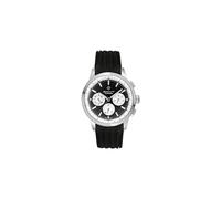 Gant Reloj de pulsera para hombre Naples-IPB 24-Hour, Day, Date 44,5 mm Diámetro de la caja plateada, esfera negra y blanca, correa de goma, negro/blanco, negro/blanco, Correa