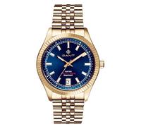 GANT Reloj Sussex 44 (43,5 mm) para Hombre, Esfera Azul/Brazalete de Acero Inoxidable en Tono Dorado G166018