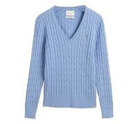GANT Stretch Cotton Cable V-Neck Suéter pulóver, Cielo Transparente, L para Mujer