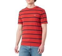 GANT Striped SS T-Shirt Camiseta, Rojo rubí, M Hombres