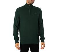 GANT Sudadera Casual de Algodón con Media Cremallera para Hombre, Negro, Tartán Green, L