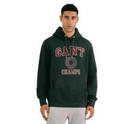 GANT Sudadera con Capucha con Estampado Frontal, Tartán Green, L para Hombre