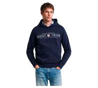 GANT Sudadera con Capucha gráfica, Azul Noche, M para Hombre