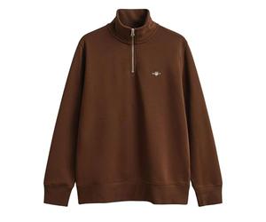 GANT Sudadera con Media Cremallera REG Shield, Caoba, XL