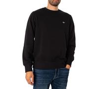 GANT Sudadera para Hombre REG Shield con Cuello en C, Negro, estándar, Negro, XL