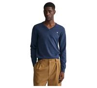 GANT Suéter clásico de algodón con Cuello en V para Hombre, Mezclilla Azul Oscuro, M