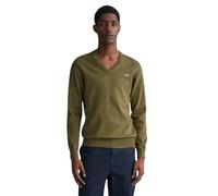 GANT Suéter clásico de algodón con Cuello en V para Hombre, Verde enebro, L