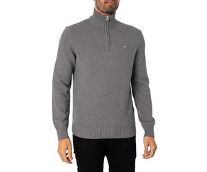 GANT Suéter clásico de algodón con Media Cremallera para Hombre (Paquete de 1), Mezcla de Gris Oscuro, XL