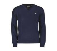 Gant- Suéter con Cuello en V- Knitwear- Hombre- Azul- S- Suéter con Cuello en V