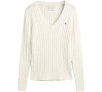 GANT Suéter de algodón elástico con Cuello en V para Mujer, Cáscara De Huevo, XL