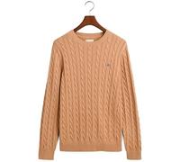 GANT Suéter de Cuello Redondo Trenzado para Hombre, Color Verde tartán, Caqui Mel, XXXL