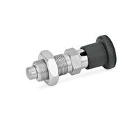 ganter Norma Elementos, acero inoxidable de sus pernos de fijación - GN 817, con ranura para caravana, acero inoxidable, Rast lápiz químico niquelado, 1 pieza, negro, GN 817-10-12-CK-NI