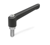 Ganter Norma Elementos | Ajustable Palancas De Sujeción Con Tornillo De Rosca De Acero Inoxidable - Gn 300.1 | Mango Longitud: 45 Mm, Mango De Zinc Fundido Negro, Plástico, 1 Pieza, Negro