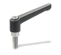 Ganter Norma Elementos | Ajustable Palancas De Sujeción Con Tornillo De Rosca De Acero Inoxidable - Gn 300.1 | Mango Longitud: 45 Mm, Mango De Zinc Fundido Negro, Plástico, 1 Pieza, Negro
