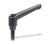Ganter Norma Elementos | Ajustable Palancas De Sujeción Con Tornillo De Rosca - Gn 300 | Longitud Del Mango: 78 Mm | Tornillo Acero Bruñido, Mango De Zinc Fundido Negro, Plástico, 1 Pieza, Negro