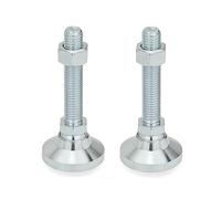 ganter Norma Elementos | Articulación pies/Pies niveladores con eje de ajuste - GN 343.2 Titano, diámetro: 32 mm, acero galvanizado, Azul pasivado, 2 unidades), plateado, GN 343.2-32-M8-63-OS
