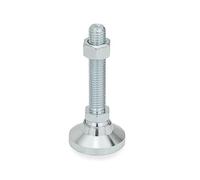 ganter Norma Elementos | Articulación pies/Pies niveladores con eje de ajuste - GN 343.2 Titano, diámetro: 40 mm, acero galvanizado, Azul pasivado, 1 pieza, plateado, GN 343.2-40-M12-80-OS